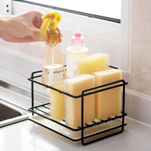 Sponge Holder Kitchen Sink Cleaning Brush Soap Organizer Rack with Drain Tray Bowl Fruits and Vegetables Storage Drying Rack
