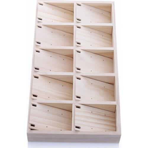 In Stock Solid Wood 10 Grids Earring Holder Necklace Shelf Tray Counter Pendant Jewelry Storage Props Display Household Storage