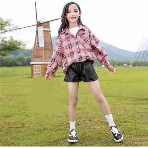 Kids Shirts for Teenage Girls Blouse Clothes 2021 Autumn Spring Children Girl Long Sleeve Shirts Baby Plaid Blouses