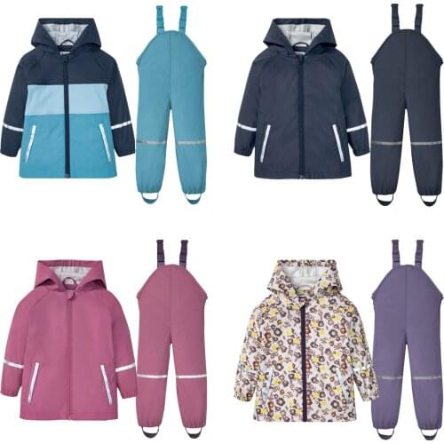 Childrens Raincoat Suit Baby Waterproof Overalls Toddler Pants Girl Jumpsuit Rainwear Boys Jacket And Trousers Outfit Set