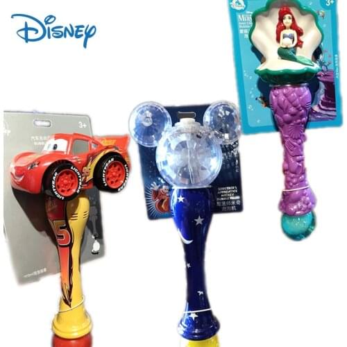 Disney Genuine Mickey Mouse Kids Automatic Bubble Blower Machine Toys Stitch Ariel Princess Outdoor Toys Baby Toys Kids Gifts