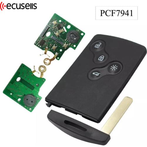 Remote Key Fob 4 Button 433Mhz PCF7941 for Renault Megane 2009-2014 with Uncut small key
