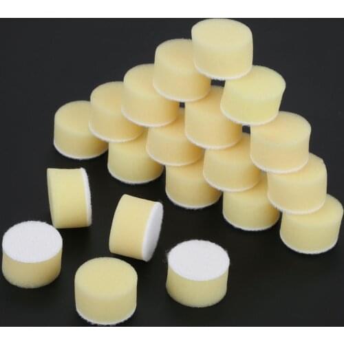 DRELD 20Pcs 1 inch Sponge Polishing Buffing Pad Kit Hand Tool For Car Polisher Wax Buffer Car Polishing Pad Cleaning Tool Yellow
