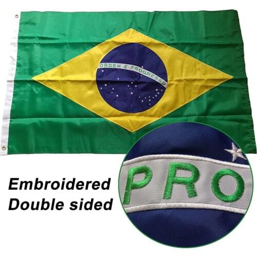 Double-sided Embroidered Sewn Brazil Flag Brasil Brazilian National Flag World Country Banner Oxford Fabric Nylon 3x5ft