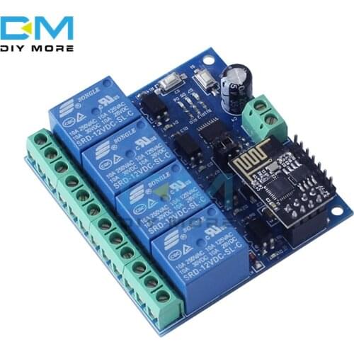 ESP8266 4 Channel WiFi Relay Module ESP-01 Wireless Relay Switch Board for IOT Smart Home Phone APP Remote Control DC 12V