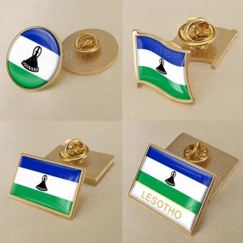 Coat of Arms of Lesotho Mosotho Basotho Map Flag National Emblem Brooch Badges Lapel Pins