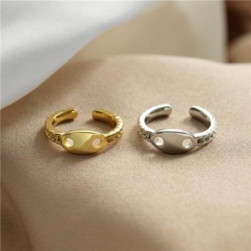 HECHENG,New Temperament Zircon Geometric Buckle Gold Open Rings,For Women Fashion Girls Finger Jewelry