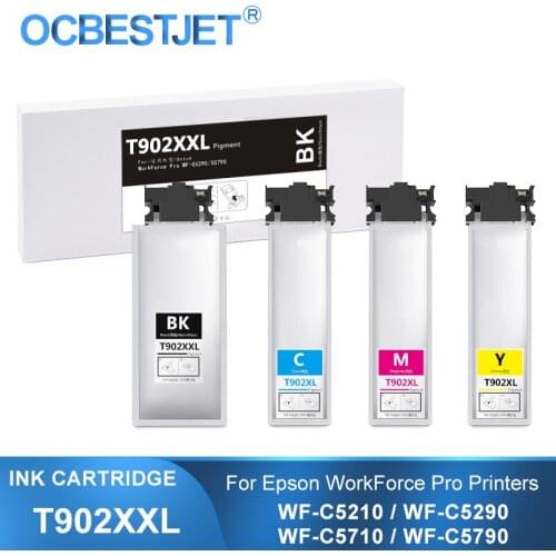902XXL 902XL T902XXL T902XL Ink Cartridge With Pigment Ink For Epson WorkForce Pro WF-C5210 WF-C5290 WF-C5710 WF-C5790 Ink Bag