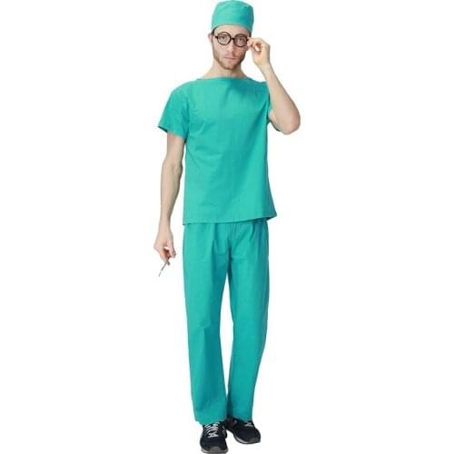 Halloween Costume Cotton Mens Role-playing Clothes Mens Nurse Doctor Uniform Suit
