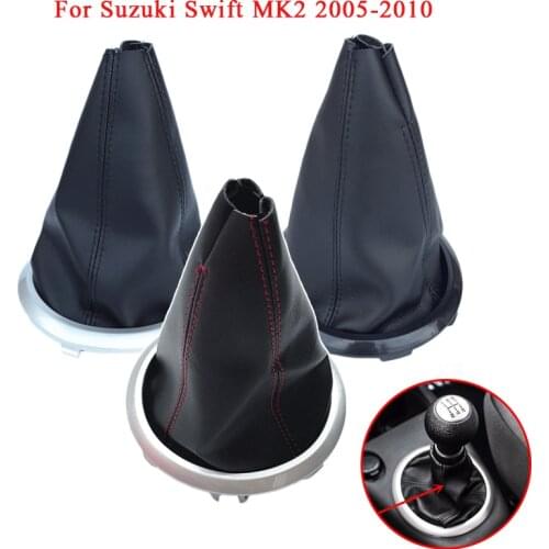 5Speed Leather Car Gear Shift Knob Lever Gaiter Boot Case for Suzuki Swift MK2 2005 2006 2007 2008 2009 2010 Shifter Stick Parts