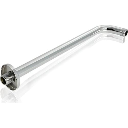 L-Shaped Shower Arm Extension With Flange 16 Inch Length Stainless Steel in Polished Chrome Replacement for Rainfall Shower Head