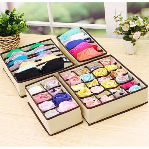 Multi-size Bra Underwear Organizer Foldable Home Storage Box Non-woven Wardrobe Drawer Closet Organizer For Scarfs Socks