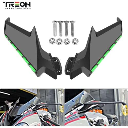 Motorcycle Rearview Mirror Fixed Wind Aerodynamic Wing Wind Flow Front Fairing Side Spoiler Winglets For KAWASAKI ZX6R 2003 2004