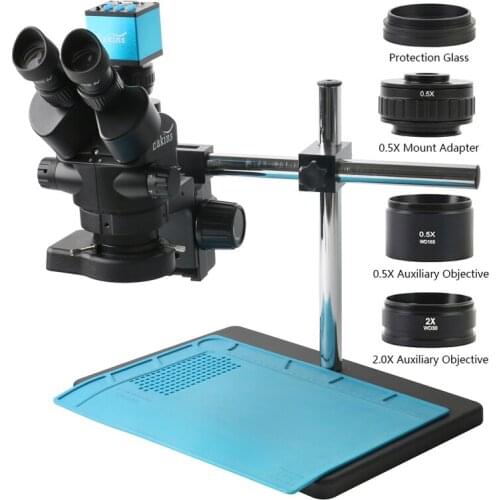 3.5X- 90X Simul-focal Trinocular Stereo Microscope 2MP 200W 1080P HDMI VGA Microscope Video Camera For PCB Phone SMD Soldering