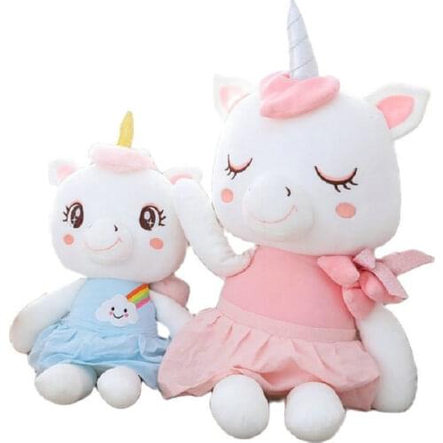 Soft toy unicorn 40cm 60cm 85cm Adorable Dress Plush toy Stuffed Animal Big Eyes Couple Unicornio Dolls toy For Girl birthday