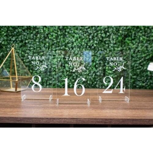 Wedding Table Numbers with Holders Clear Acrylic Calligraphy Acrylic Table Number Wedding Signage Rustic Clear Wood Table Numb