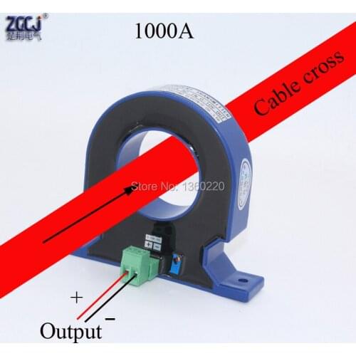 None power supply 0-1000A 43mm diameter Perforated AC current transmitter 0-1V , 0-5V , 0-10V out AC ampere transducer