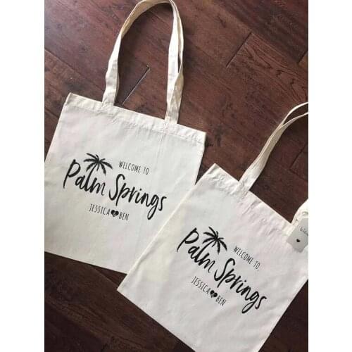 Personalize Palm Springs destination wedding birthday thank you tote bags, Maid of Honor Tote Bags, bridesmaid canvas Tote Bags