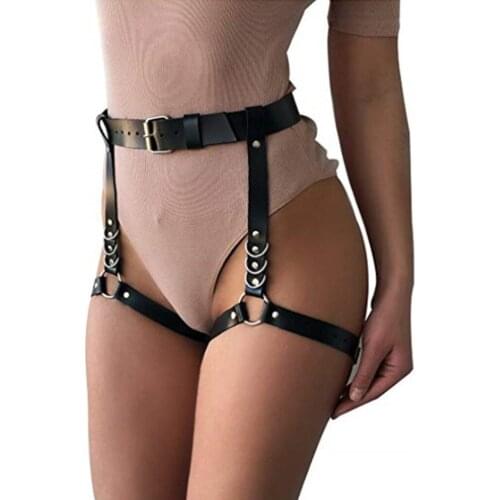 PU Leather Body Harness Waist Belt Leg Garter Punk Gothic Suspenders Band Strap punk style adjustable waist Night Club leg rings