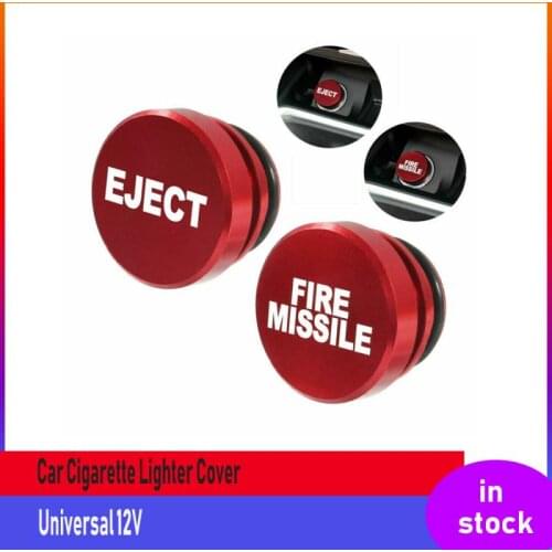 Fire Missile Eject Button Car Cigarette Lighter Cover Accessories 12V Car Cigarette Lighter Plug CNC Billet Aluminum Universal