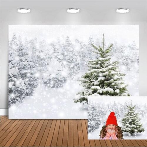 Christmas Photography Backdrop Winter Snow Tree Forest White Nature Background Bokeh Backdrops for Photo Studio Photocall Props