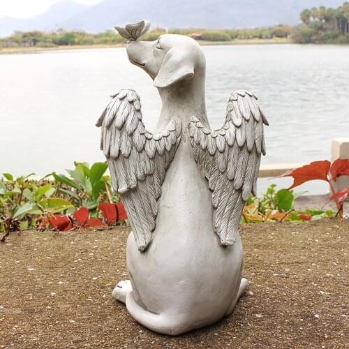 Angel Dog Butterfly Tribute Puppy Statue Sculpture Outdoor Garden Resin Decor Angels Wing Resin Garden Ornament Figurines
