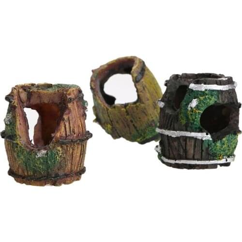 Glass Fish Tank Landscaping Decoration Aquarium Equipment Accessories Artificial Antique Barrels Resin Crafts Hiding Cave