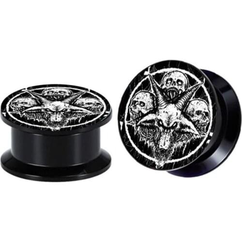 TIANCIFBYJS Black Acrylic Ear Gauges Plugs Screw Earring Flesh Tunnels Expander Logo Stretchers Body Piercing Jewelry 160/320pcs