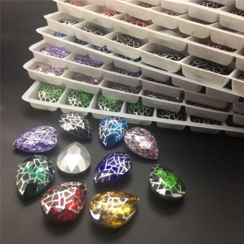 TopStone Silver Color Crystal Patina 13X18mm Glass Teardrop Pointback Fancy Stone Droplet Crystal Rhinestone