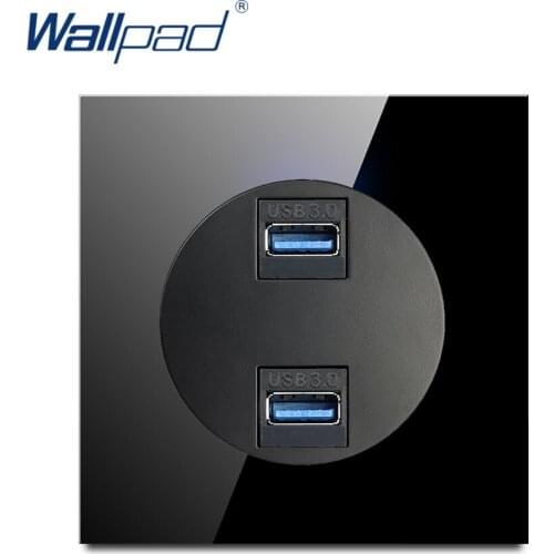 Wallpad 2 USB 3.0 Socket New Arrival Crystal Glass Panel Wall Power Socket Outlet