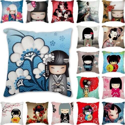 Japanese Butterfly girl Decorative Pillows Cartoon Dolls Cushion Cover Home Decor Pillowcase printed pattern Throw Pillows Sofa