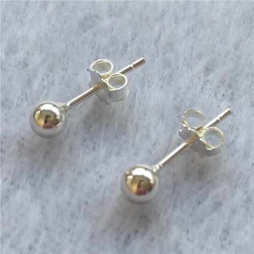 Wholesale New Beautiful 2018 Hot Fashion 925 sterling silver women gift stud earring 4MM ball-shaped