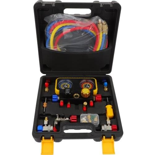 1 Set 4 Way A/C Manifold Gauge Set Fits R134A R410A R32 R22 Refrigerants
