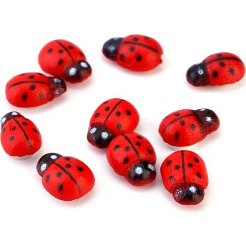 100pcs/bag Animal Wooden Ladybug Sponge Home Party Holiday Decoration Wall Sticker Craft For Children Kids Painted DIY Craft
