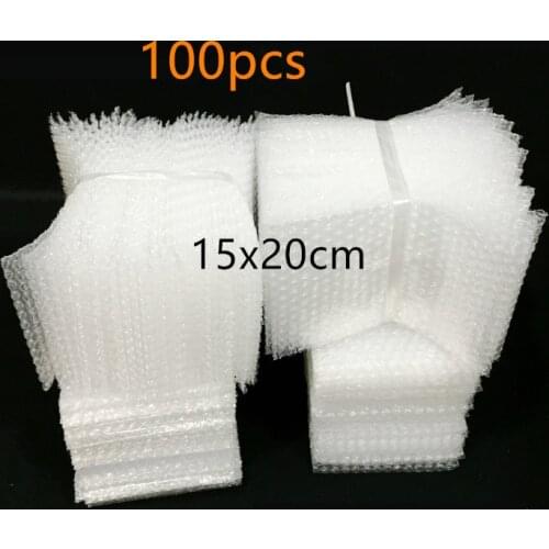 100pcs 15x20cm Plastic Wrap Envelope White Bubble Packing Bags PE Clear Shockproof Packaging Bag Double Film Bubble Bag