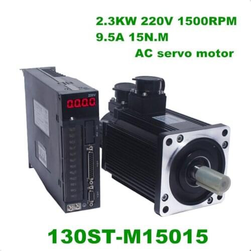 130ST-M15015 220V 2.3KW AC Servo motor 2300W 1500RPM 15N.M. Single-Phase ac drive permanent magnet Matched Driver