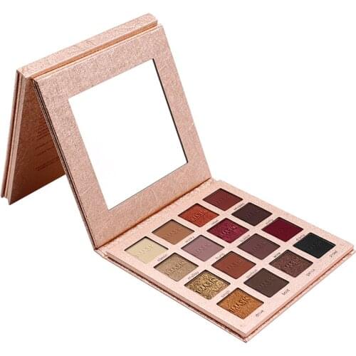 16 Color Eyeshadow Palette 6 Shimmer 10 Matte Smoky Eye Shadows Highly Pigmented Waterproof Eye Makeup Mirror Kit