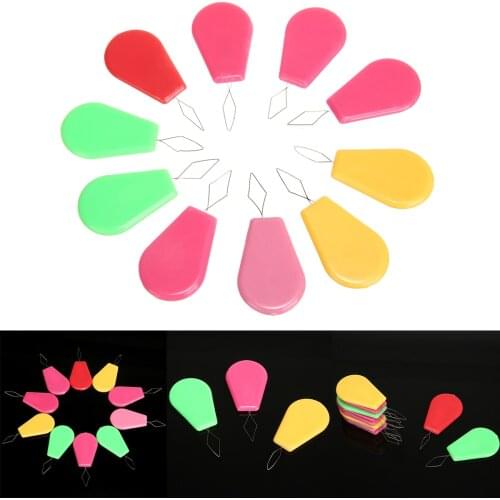20pcs/set Silver Bow Wire Needle Threader Insertion Tool for Hand Machine Sewing Stitch DIY Leader Tool Random Color