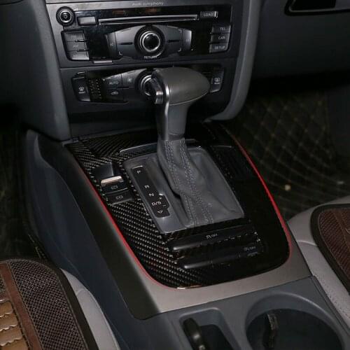 4 Pcs Soft Carbon Fiber Car Interior Central Gear Shift Panel Stickers For Audi A4L/A5 2013-2016 Accessories