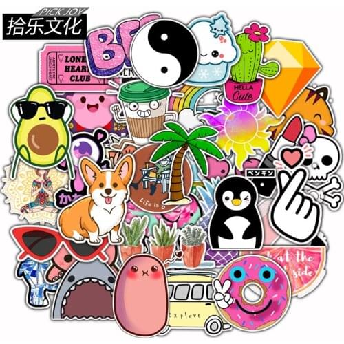 50pcs/Pack Cartoon Waterproof Animal Fruit Graffiti Stickers Skateboard Suitcase Guitar Girls Funny Sticker Kids Classic Toy