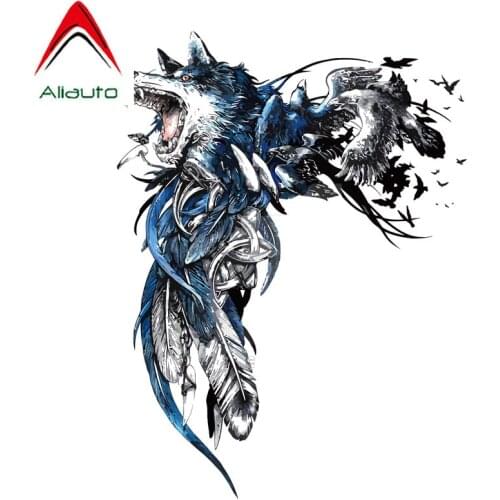 Aliauto Fashion Wolf & Feather Car Sticker High Quality Personalized Auto Decorative PVC Decal,13CM*18CM