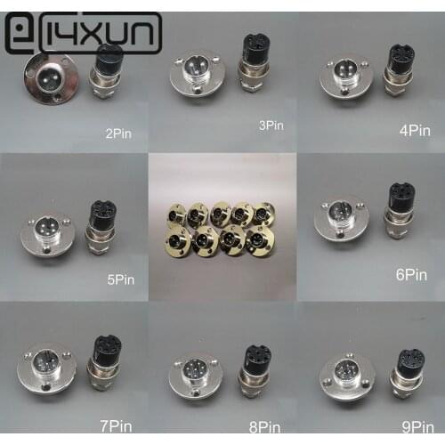 1Set GX16 with 3 Hole Flange Aviation Connector XLR 16mm 2 3 4 5 6 7 8 9 Pin Female Plug Male Chassis Mount Circular Socket