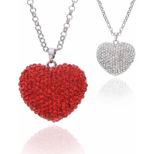 White And Red Crystal Pendent Necklace For Women With 70cm Long Chain For Lover Gift kingdom heart sora Necklace romantic