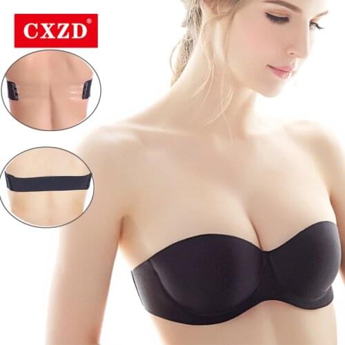 CXZD Sexy Lingerie clear back Brassiere Half Cup Bra Women Seamless Invisible Bra Female Underwear Strapless Push Up Bra