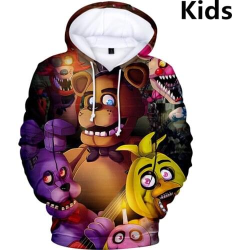 3 To 14 Years Kids Hoodie Five Nights At FNAF 3D Print Hoodies Sweatshirt Boys Girls Long Sleeve Cartoon Jacket Children Clothes