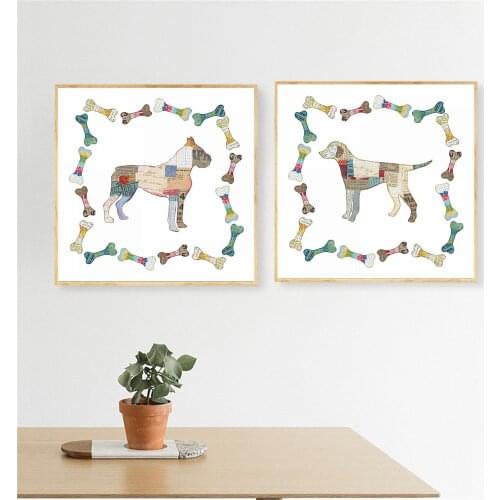 Nordic Style Kids Decoration Cute Dog Bone Footprints Wall Pictures for Living Room Home Decor Cuadros Decoracion Salon Wall Art
