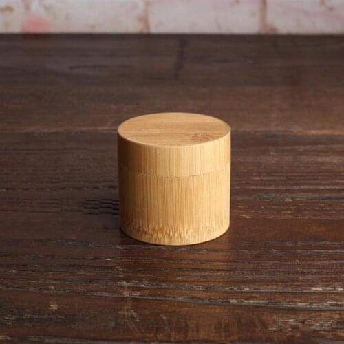Environmental Mini Round Bamboo Tea Box Maccha Storage Box Canister Column Chinese style tea canisters 2021