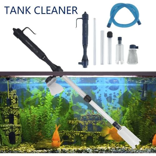 Electric Aquarium Gravel Cleaner Fish Tank Siphon Vacuum Gravel Cleaner Sand Washing Kit with Air-Pressing Button Fish Protector
