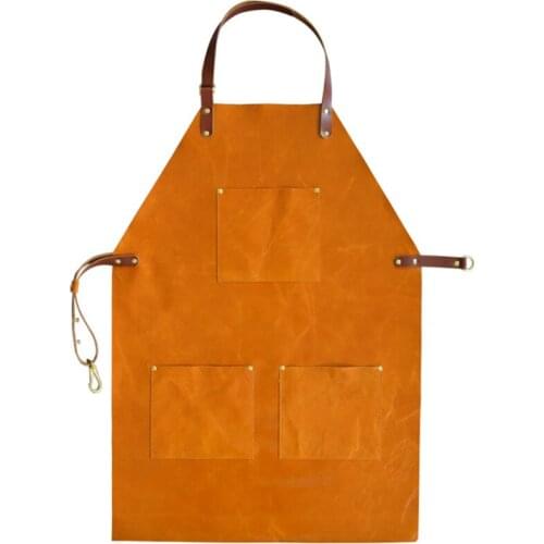 Full Grain Cow Leather Apron Barista Bartender Chef Cafe Bistro Catering Uniform Barber Salon Tattoo Shop Carpenter Work Wear L6