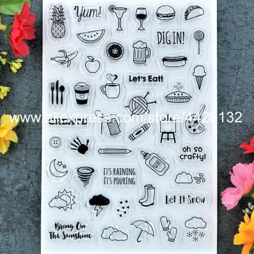 Life Icon Burger Cake Coffee Fruit Create Scrapbook photo cards rubber stamp clear stamp transparent stamp 10x15cm 9042507